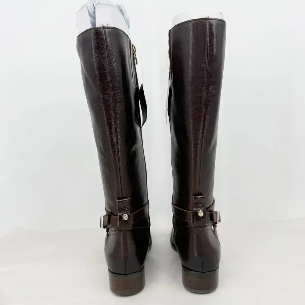 Naturalizer Womens Rena Knee High Boot 10 Wide Wide Calf Brown Leather NIB